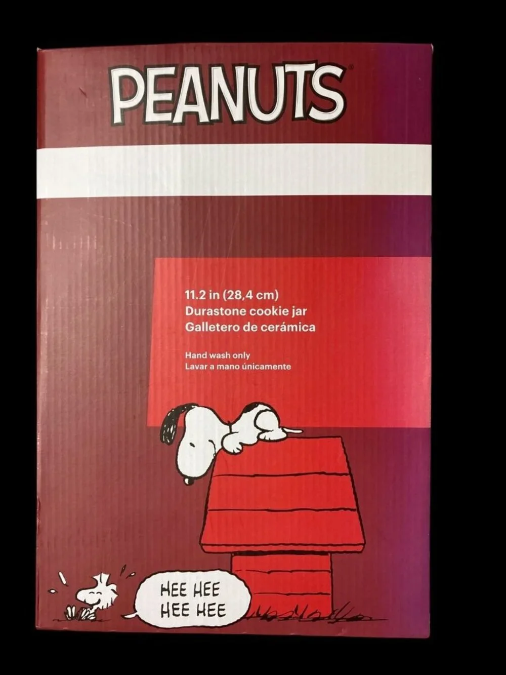 Gibson Peanuts Classic Snoopy Dog House Durastone  Cooke Jar in Red New In Box